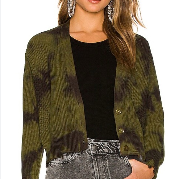 Young Fabulous and Broke green camo Tie-Dye distressed Women's Cardigan. New - Picture 11 of 11